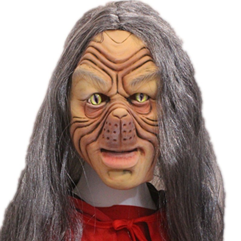 Topeng Horor Wajah Kucing Wanita Tua Lelucon Wajah Penuh Cosplay Halloween Tutup Kepala Lateks NPC M