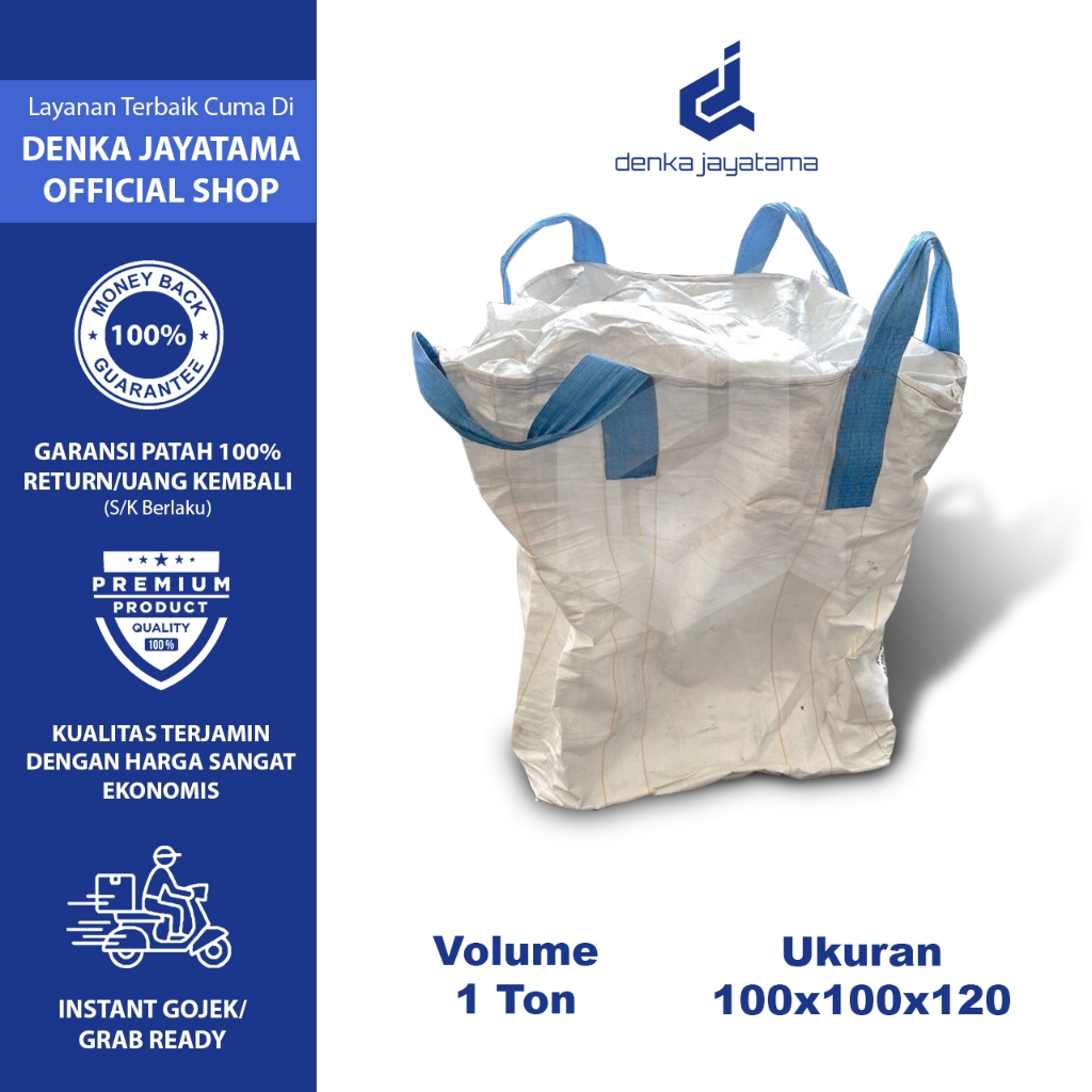 Karung Jumbo Bekas (Kondisi 98%) Bahan Plastik Volume 1 ton uk 100X100X120