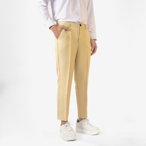 FOLER - Celana Ankle Pants Pria (formal, bahan, kantor, kain, kerja) panjang slimfit - Cream