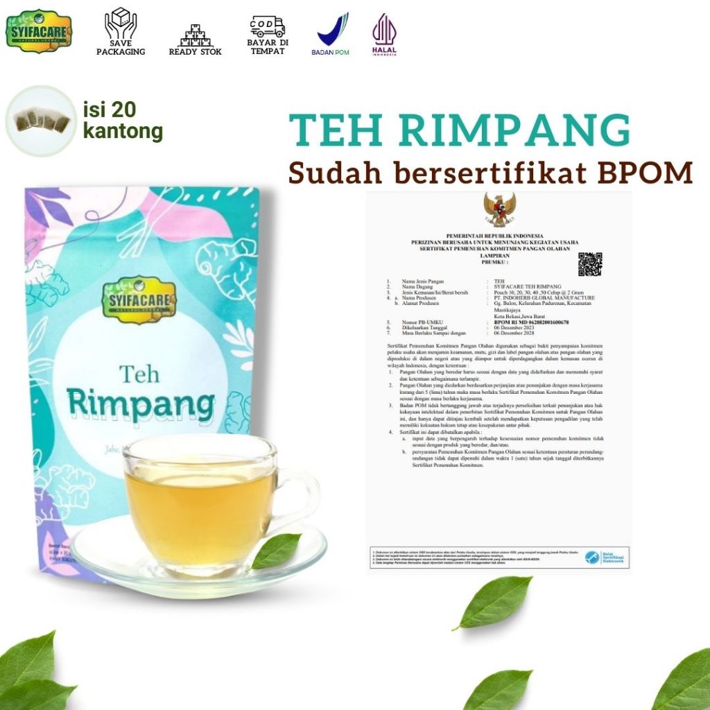 

Teh Rimpang Syifacare Ramuan Rempah Ala JSR Teh Rimpang Original Pelangsing Alami BPOM Pelancar Haid