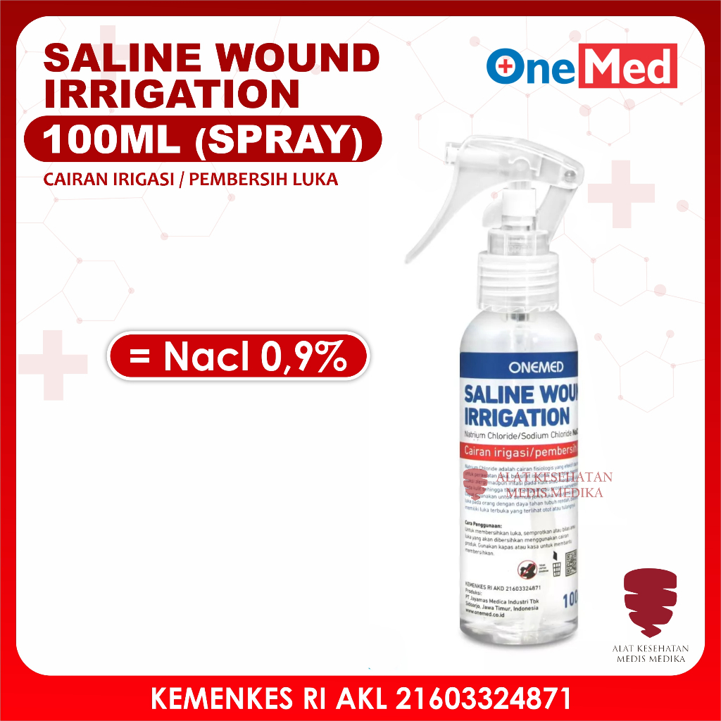 Saline Wound Irrigation Onemed 100ml (Nacl 0.9%) Spray Cairan Basuh Cuci Pembersih Luka 100 ml