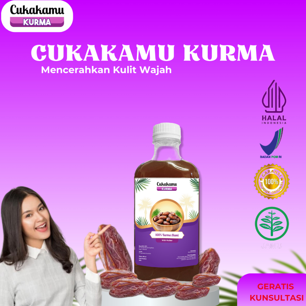 

CUKAKAMU Cuka Kurma Mencerahkan Wajah Putih Bersih Flek Hitam & Kerutan Hilang - 1 Botol