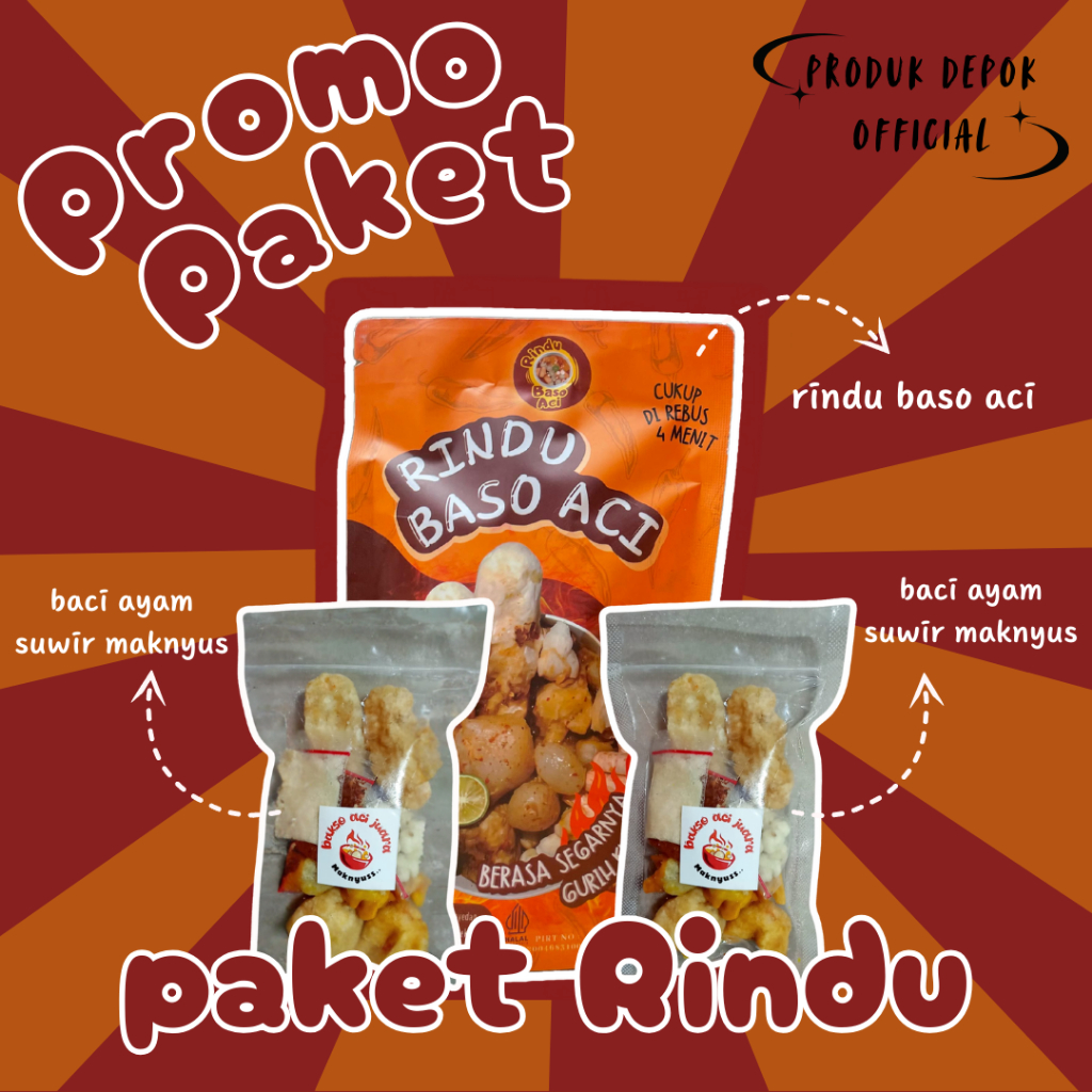 

PROMO PAKET RINDU 2 BACI AYAM SUWIR MAKNYUS DAN 1 RINDU BASO ACI PREMIUM