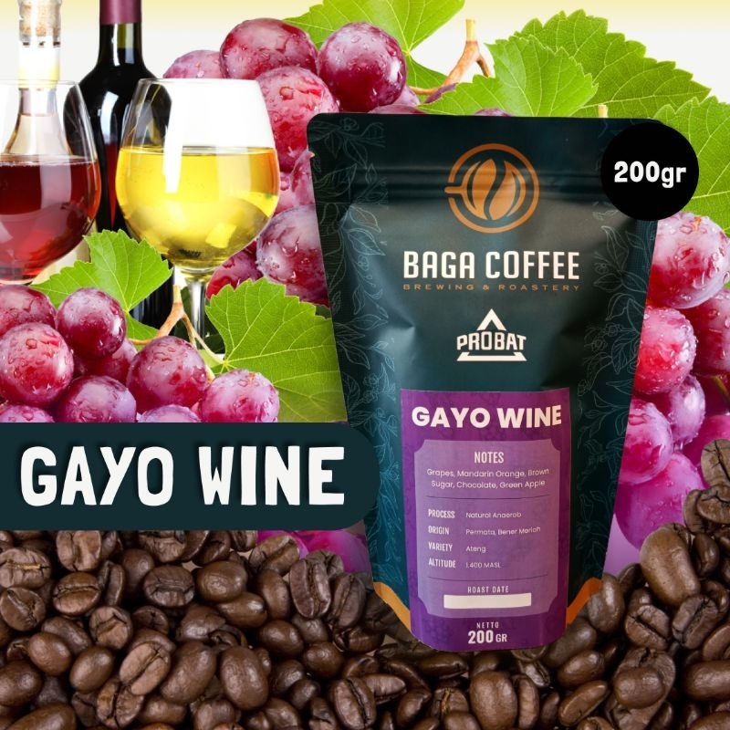 

Kopi Baga Coffee Gayo Wine Whole Bean kopi biji / bubuk