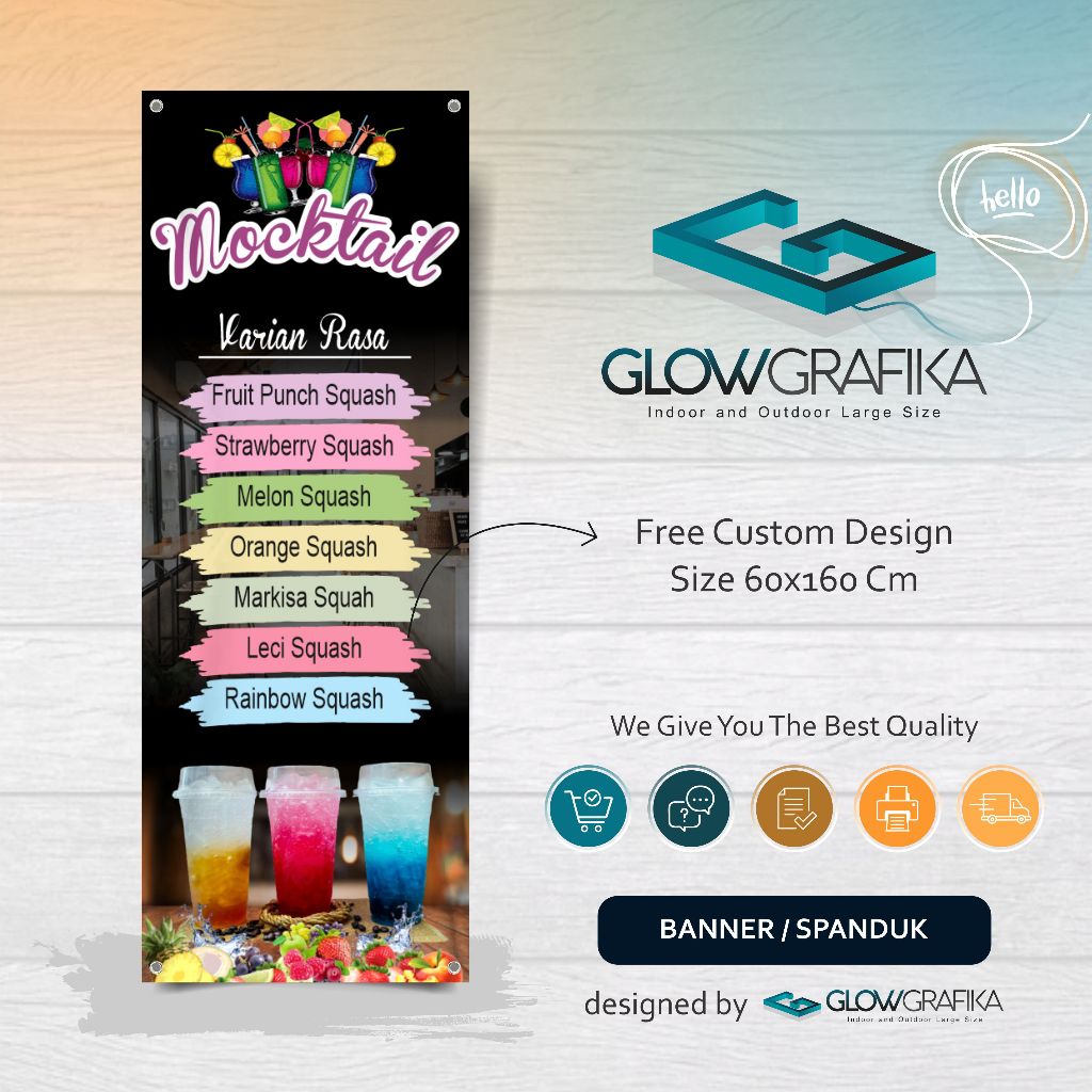Cetak Spanduk Banner Mocktail Varian Rasa