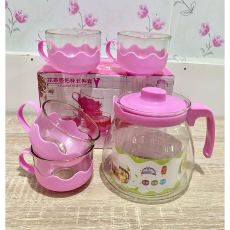 set Teko set/tea pot bahan kaca