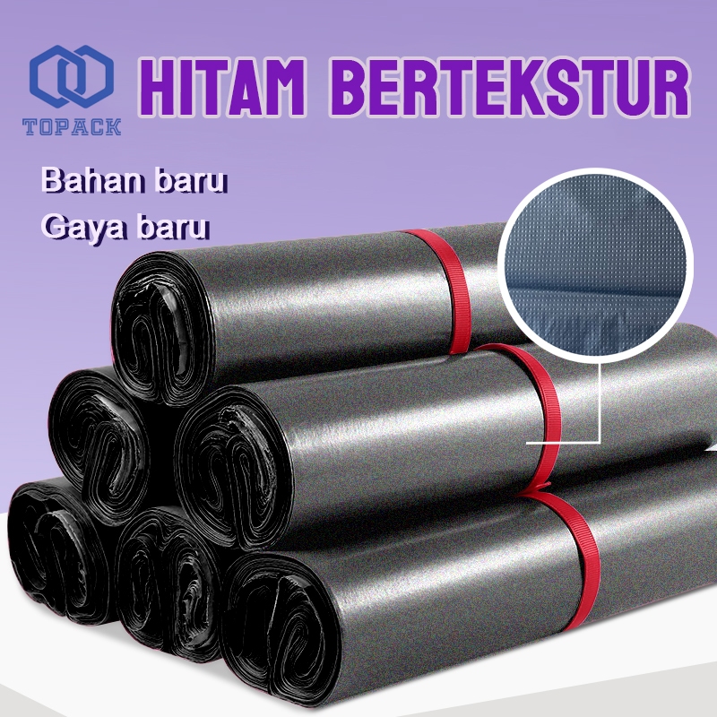 

Hitam PO Bertekstur Pakaian polymailer 30x40 plastic packing 100PCS tahan air motif premium Anti Sobek Grosir