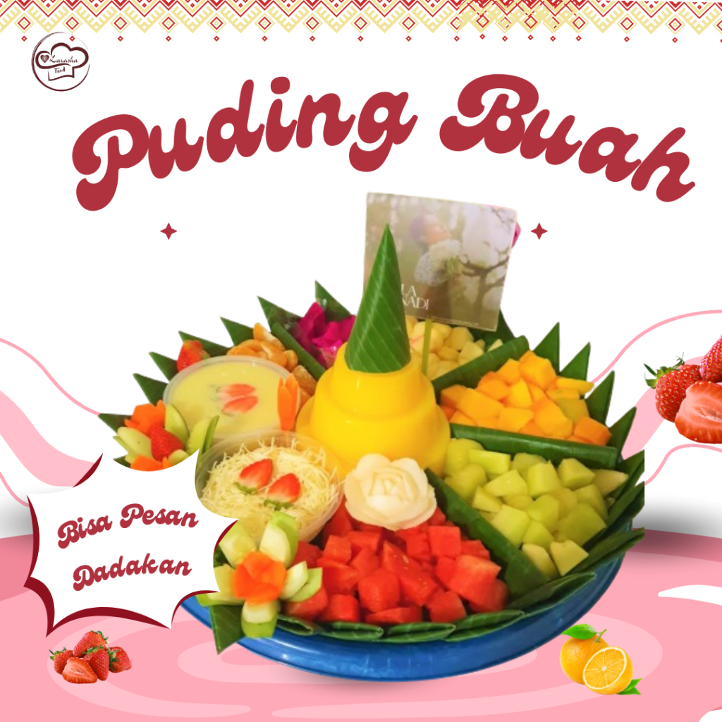 

Tumpeng puding/Puding buah/Puding ultah/Puding