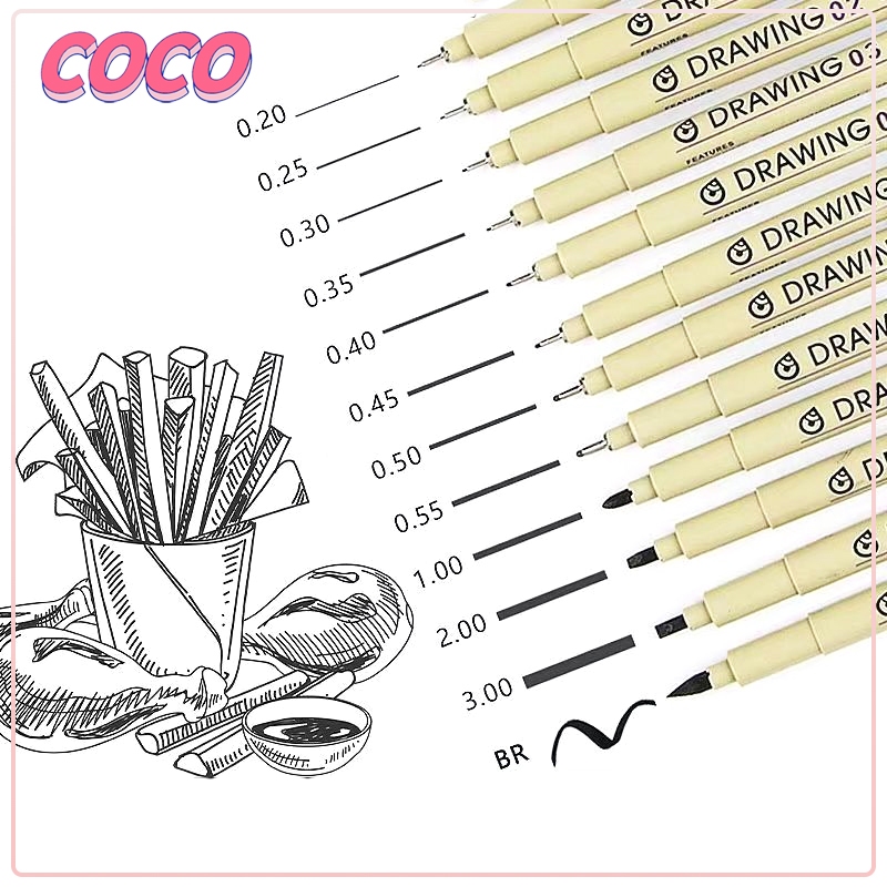 

Pena spidol garis kait tahan air ujung halus pena yang dilukis dengan tangan ujung keras/ujung lembut - coco_market