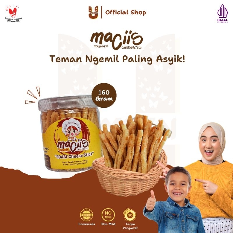 

MACIIS Ummben Cheese Stick Keju Edam Toples 160g Cemilan Anak Dewasa Homemade Tanpa MSG Halal