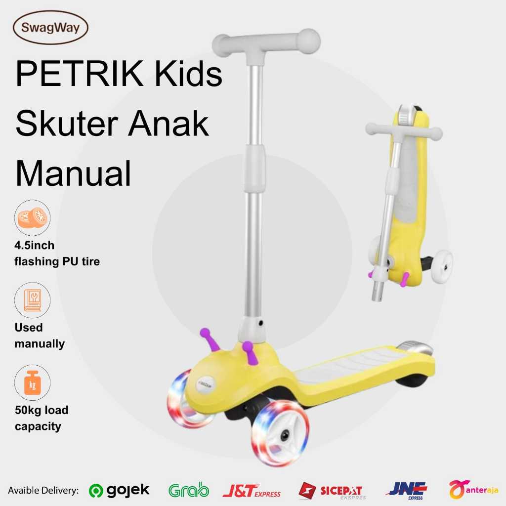 Skuter elektrik anak 2in1 3 roda 2-8 tahun LED PETRIK 4,5inch Otoped Elektrik 12KM