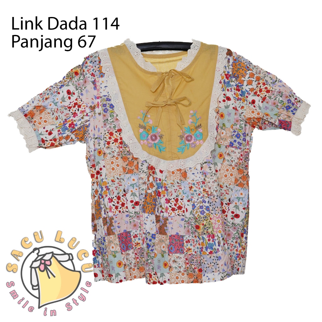 Sacu Lucu - Blouse Motif bunga dan Renda