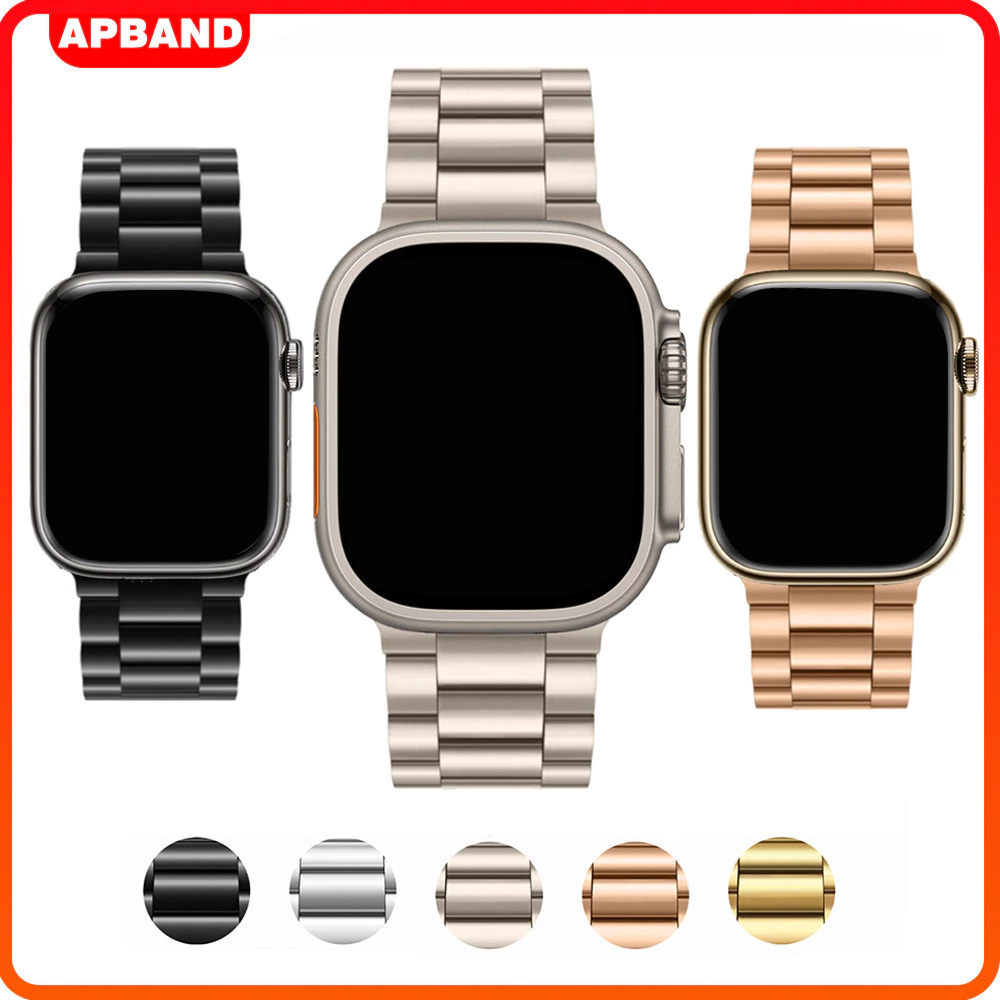 Cibulukumba111 - Strap Stainless Steel Apple Watch 38-49Mm - Tali Jam Rantai 3 Links Untuk Series