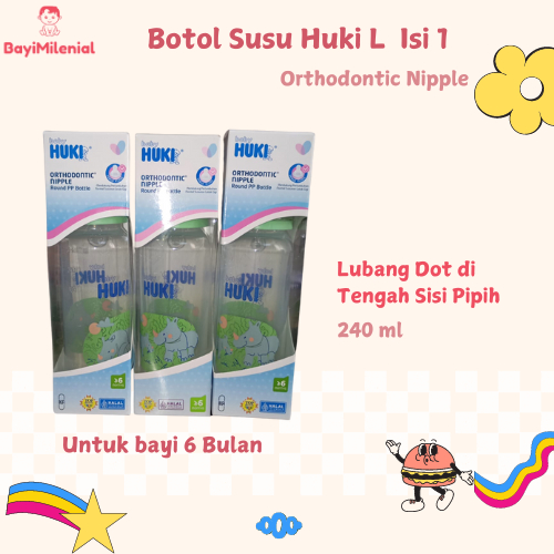 Botol Susu Huki Orthodontic Nipple Isi 1 Ukuran L 240 ml