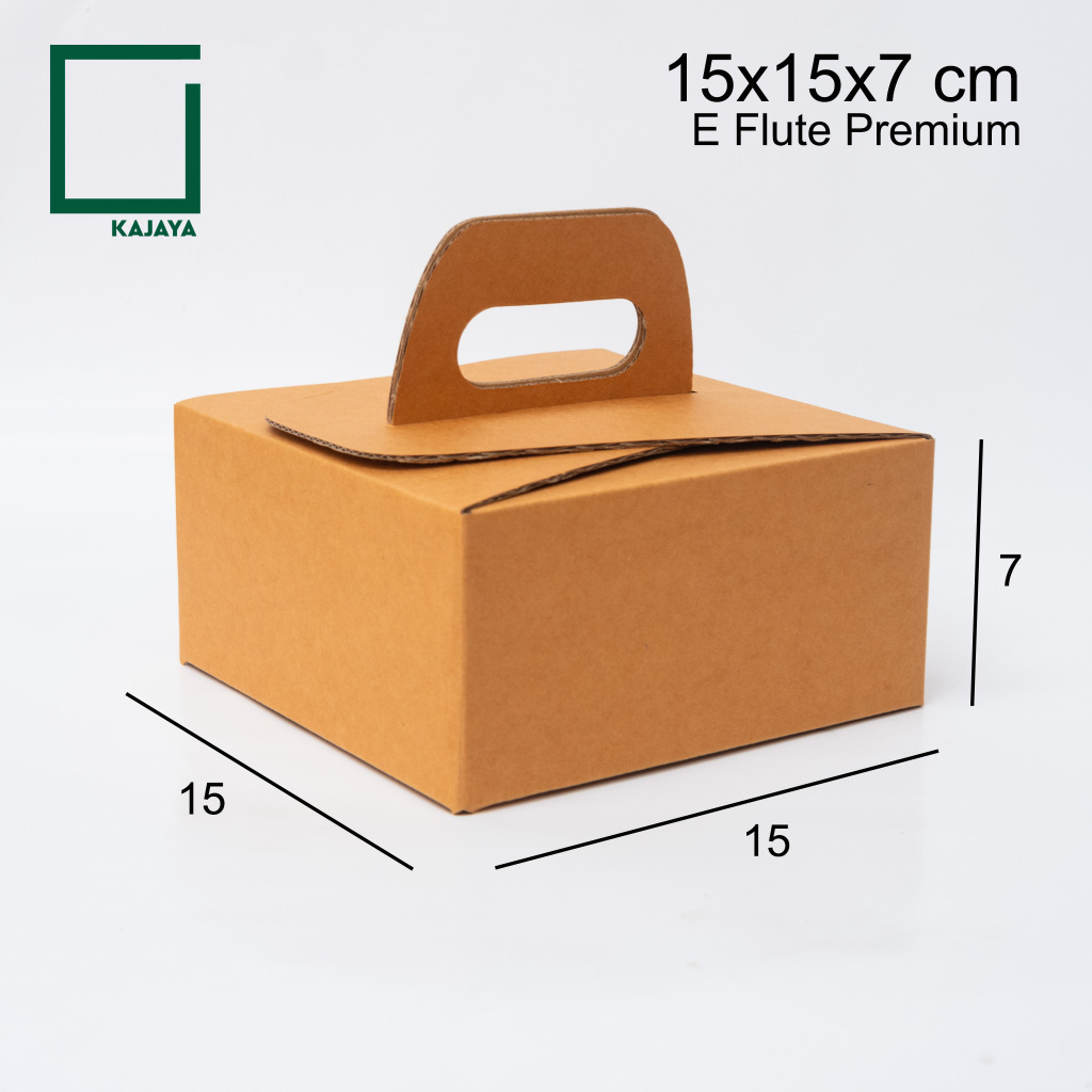 

Box Gable kemasan Mangkuk 15x15x7,2 cm kardus Hampers Jinjing E Flute Brown Premium Gold