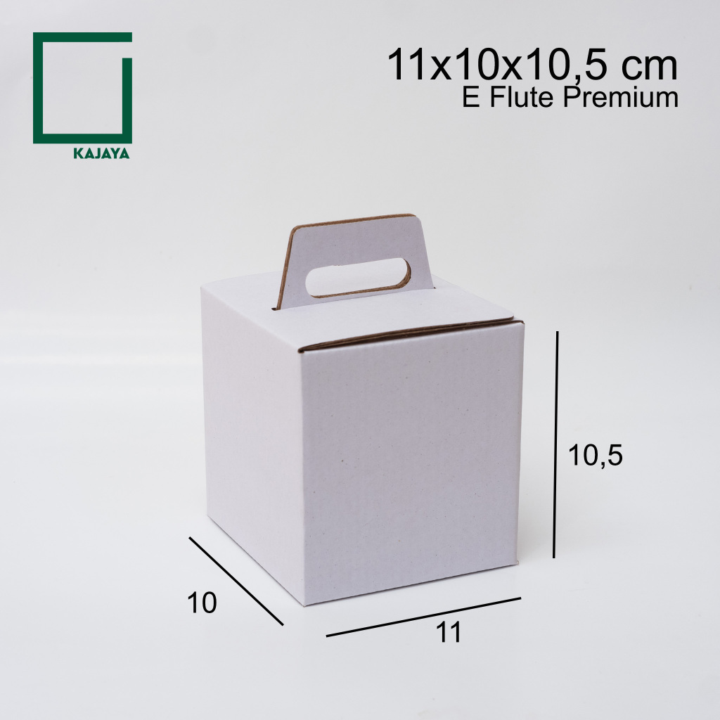 

Box Gable Hampers Kemasan Mug Gelas 11x10x10,5 cm Kardus Jinjing Bahan E Flute White Premium