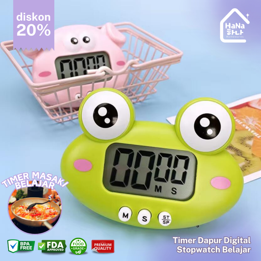 Timer Dapur Digital Lucu & Stopwatch Pengatur Waktu Masak - Digital Kitchen Timer & Stopwatch