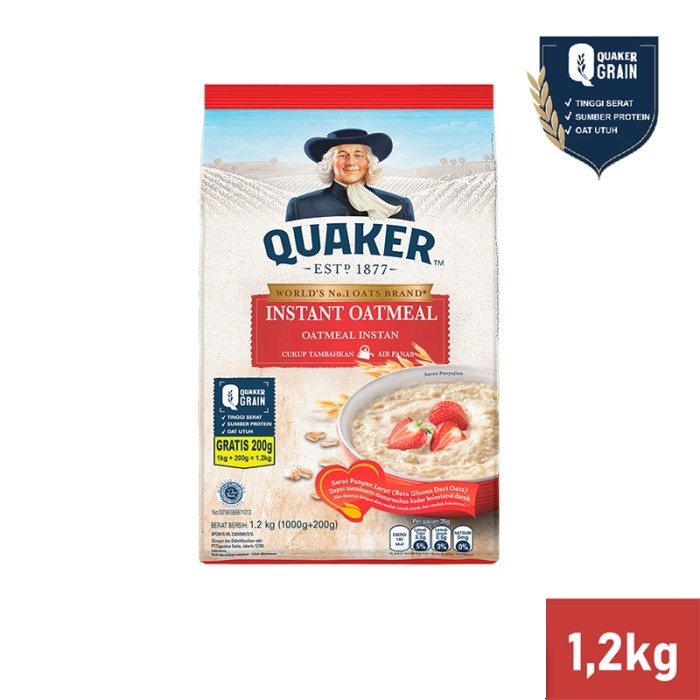 

Quaker Oat Instant Oatmeal Sereal MERAH 1200gr 1,2 Kg BPOM RESMI