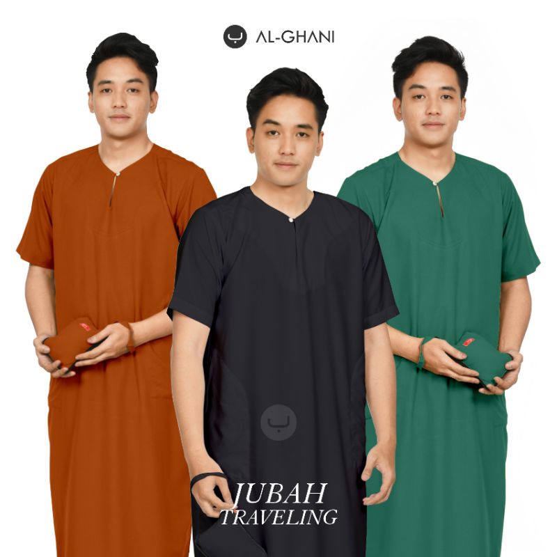 jubah traveling, jubah travel mini pouch pria dewasa bahan katun by alghani