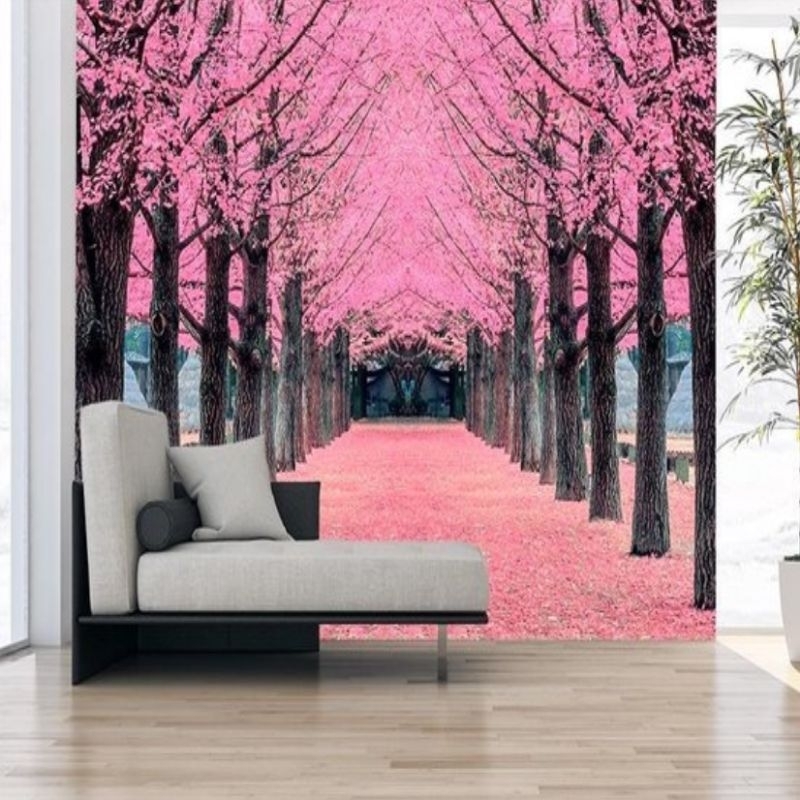 Wallpaper Dinding 3D Custom Motif Taman Sakura