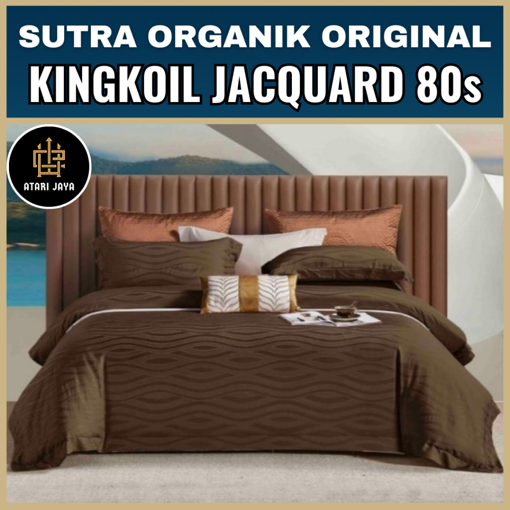 Sprei Sutra Organik Kingkoil Jacquard Serat Bamboo 120x200 160x200 180x200 200x200 100x200 Seprei Se