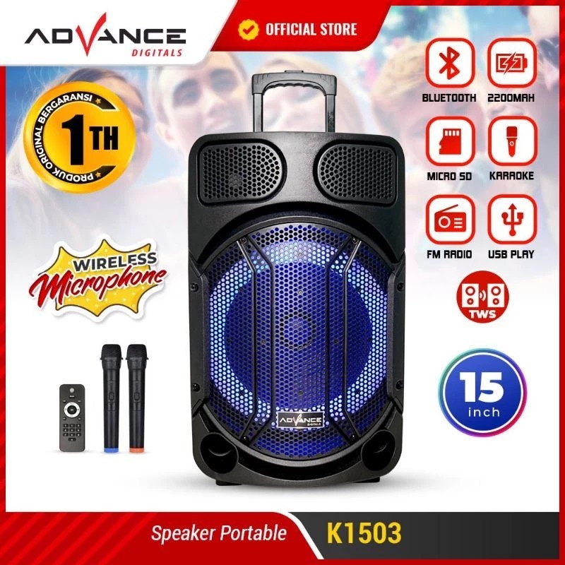 PEAKER BLUETOOTH ADVANCE K1503/Speaker Portable 15 inch - FREE 2 MIC / Advance K1503 Speaker Meeting