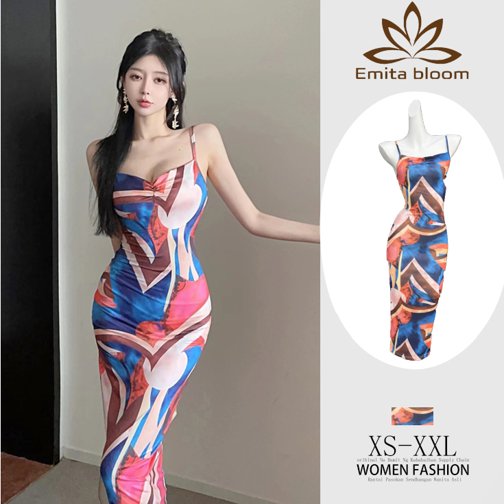 EMITA BLOOM long dress press body sexy panjang korean style terbaru 2026 import kekinian cantik ke p