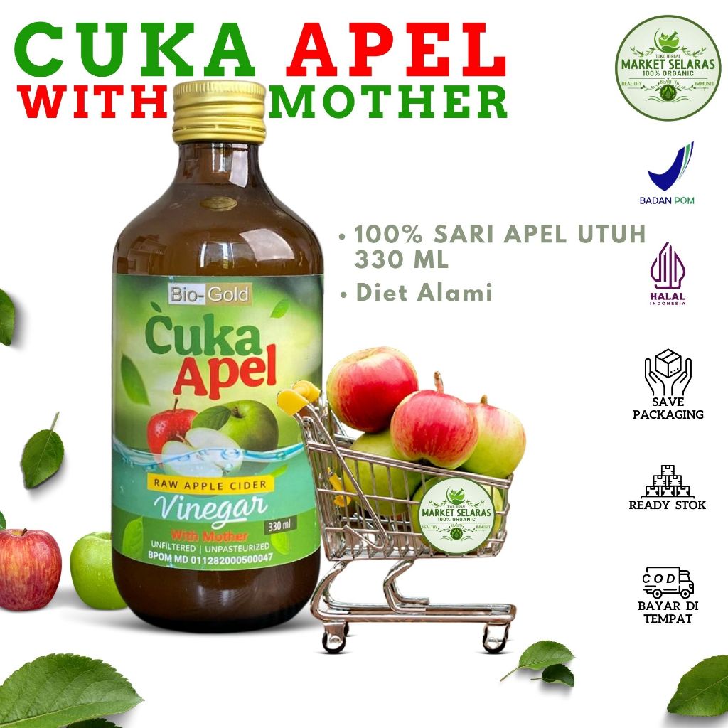 

Cuka Apel Bio Gold Asli BPOM | Cuka Apel With Mother 100% Apel Utuh | Apple Cider Vinegar Original