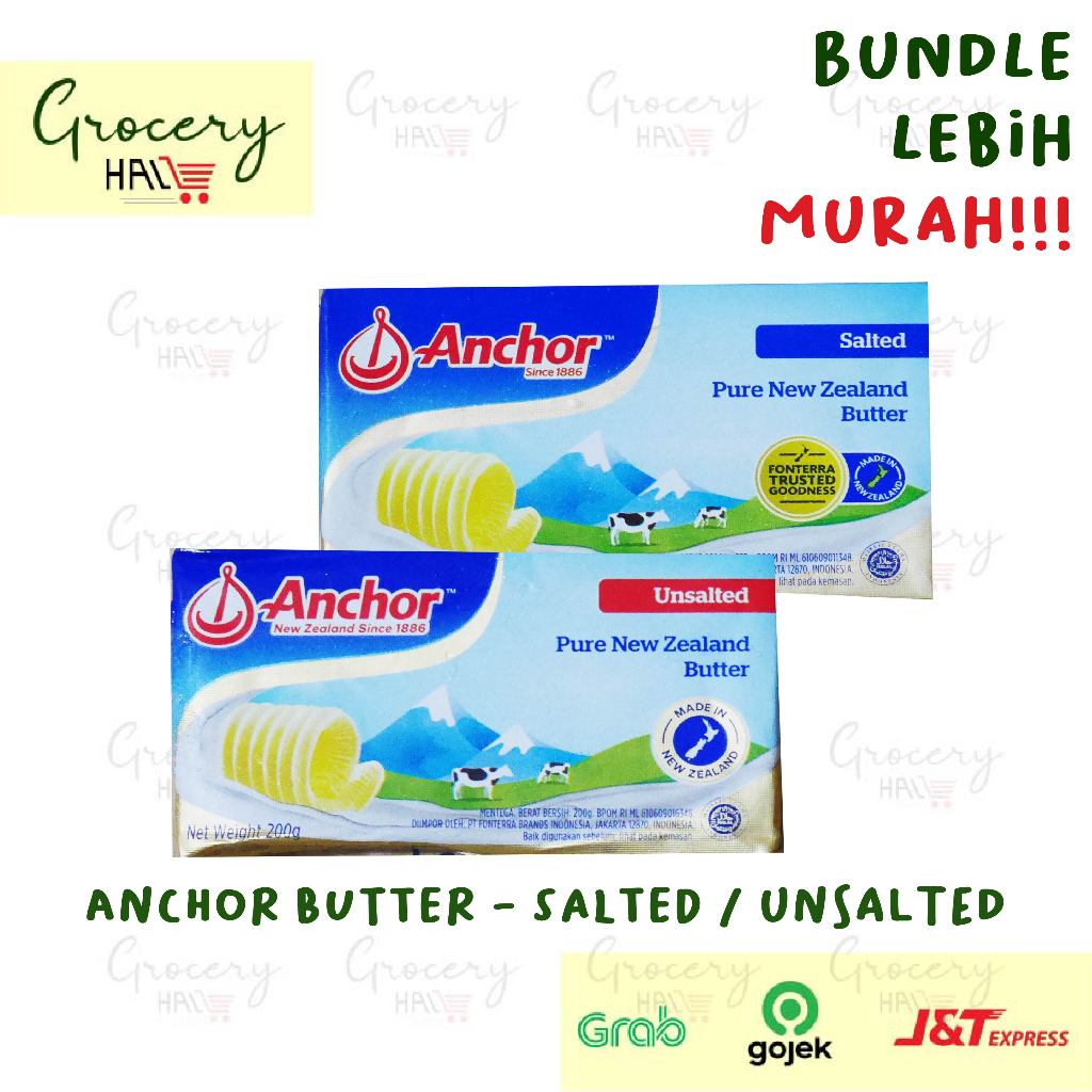 

[ HARGA BUNDLE ] ANCHOR BUTTER UNSALTED / SALTED 200 GRAM