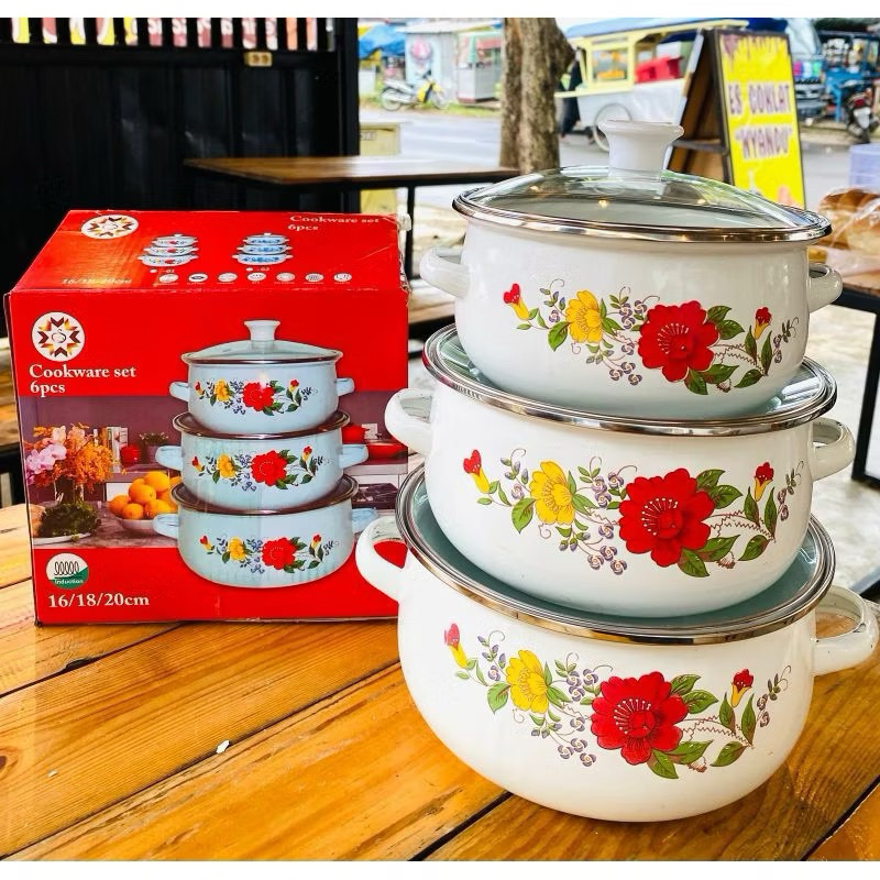 Panci Bunga 3 susun/ Panci Enamel Susun