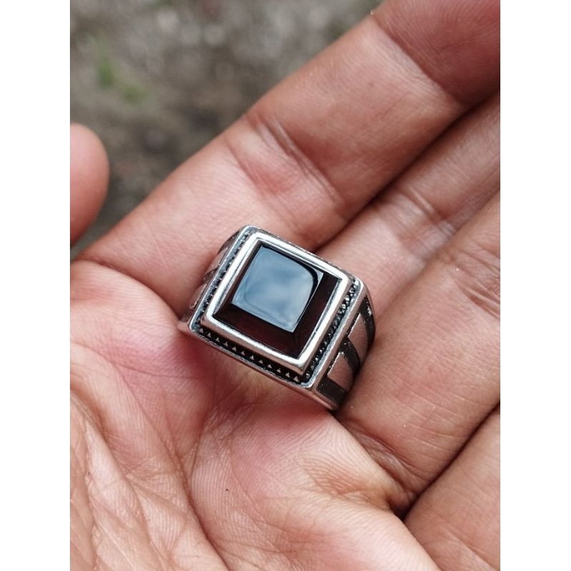 Cincin akik kecubung wulung kotak cutting elegan
