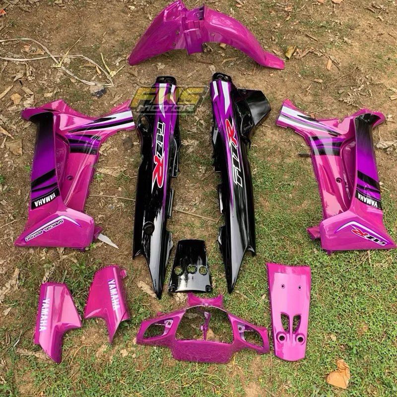 full set body halus fullset bodi yamaha fizr fiz r hitam ungu terong set stiker