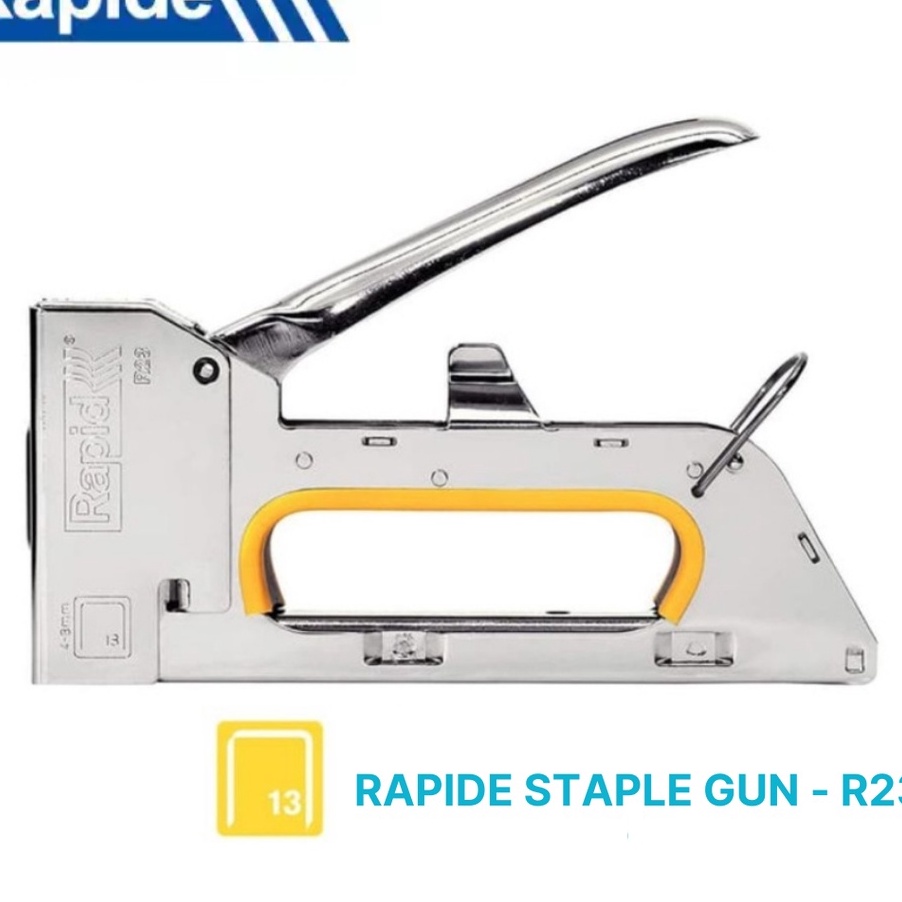 

HATI HATI BARANG RAPIDE Staple Stapler Tacker R23 Staples Hekter Tembak Manual untuk Pengerjaan Sofa Jok Motor Kursi Laminating Dekorasi