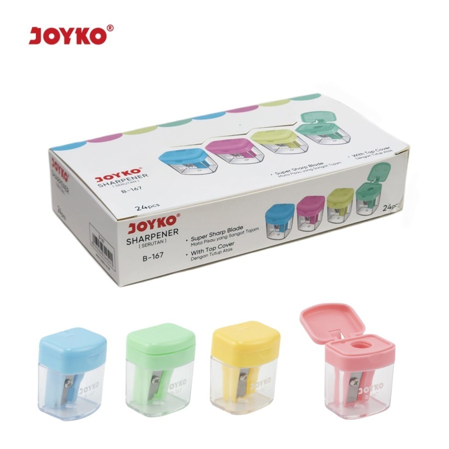 

1 BOX / 24 PCS Rautan Serutan Sharpener Joyko B-167 Pastel Color