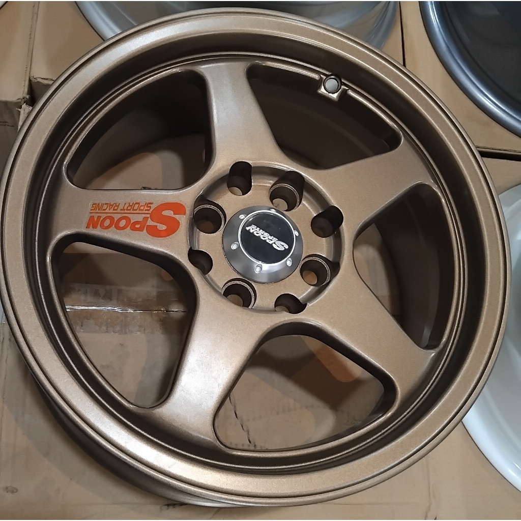VELG RACING ROSSI SPOON WARNA BRONZE RING 15 LEBAR 6.5 LOBANG 8 PCD 100/114.3 ET 40