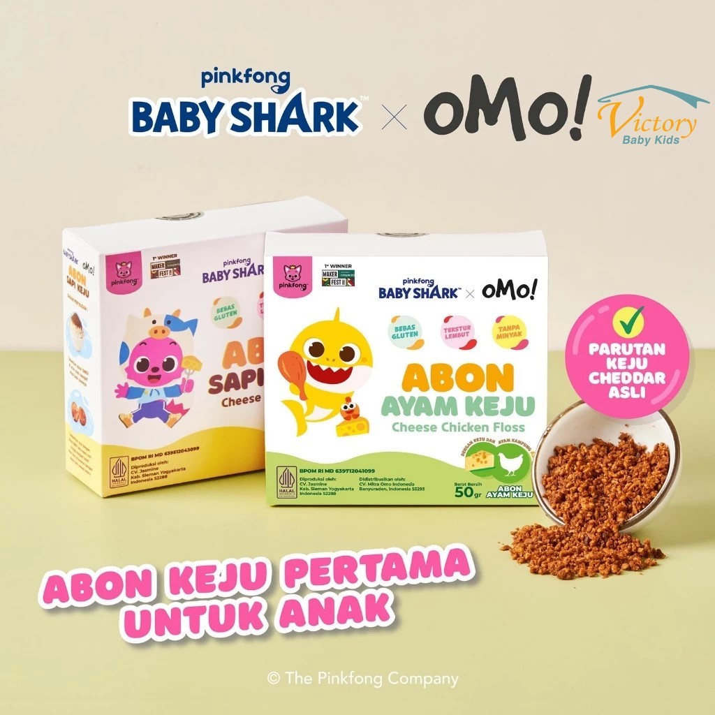 

OMO Pinkfong Baby Shark Abon Sapi Keju & Abon Ayam Keju (Cheese Beef Floss) & (Cheese Chicken Floss)