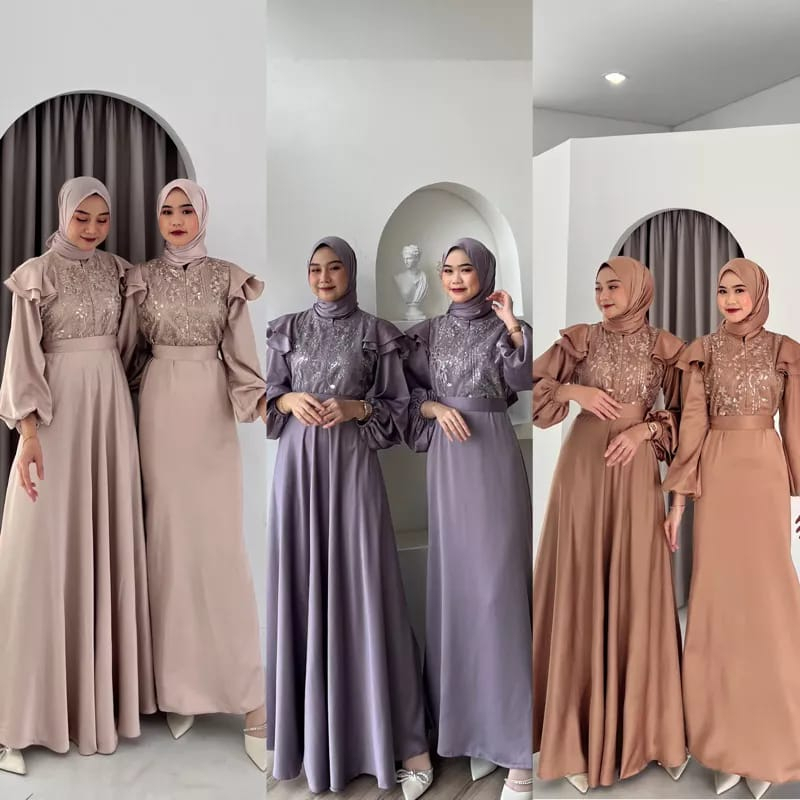 GINA DRES (2 MODEL) DUYUNG DAN MAYUNG SILK ROBERTO PREMIUM JUMBO GAMIS KONDANGAN LUXURY KEKINIAN