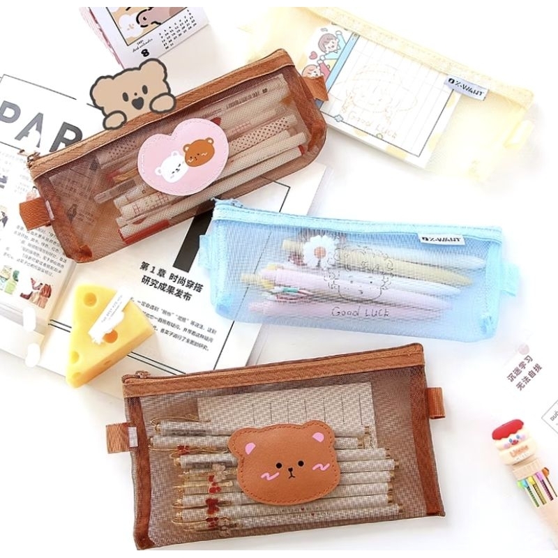 

Tenpat Pensil Bear Jaring/ Tempat Alas Tulis Kantor/Sekolah/ Kotak Pensil Lucu