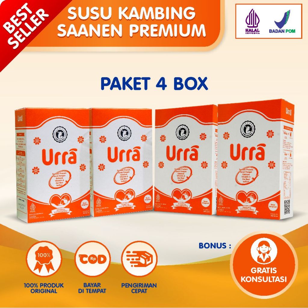 

Susu Kambing Urra Original Saanen Premium Penambah Berat Badan Anak Kaya Vitamin Nutrisi Paket 4 Box