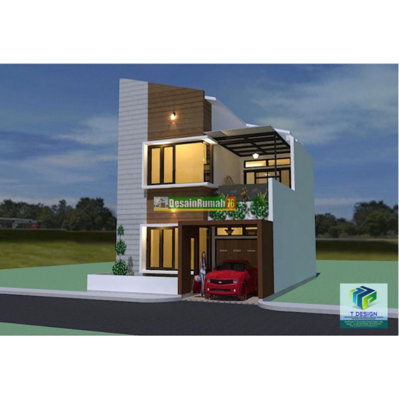 DESAIN RUMAH MINIMALIS 7x10 ( 2LT), 3 kamar. paket desain rumah siap bangun. Jasa desain rumah 3D, a