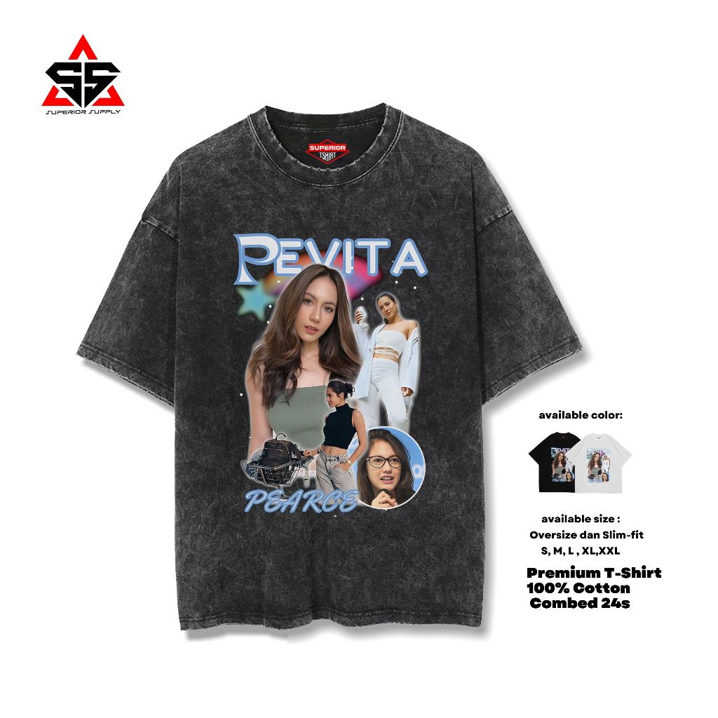 SUPERIOR Kaos Pevita Pearce Oversized washed tshirt Oversize slimfit sandwash PEVITA-1