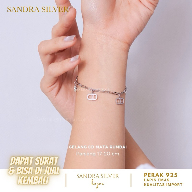 Gelang CD Perak 925 variasi paperclip Lapis emas putih