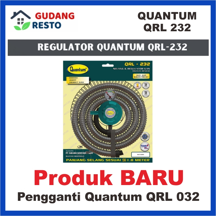 Selang dan Regulator Gas LPG Quantum QRL 032 232 QRL032 QRL232 ELPIJI 3 12 KG SEMUA KOMPOR ORIGINAL