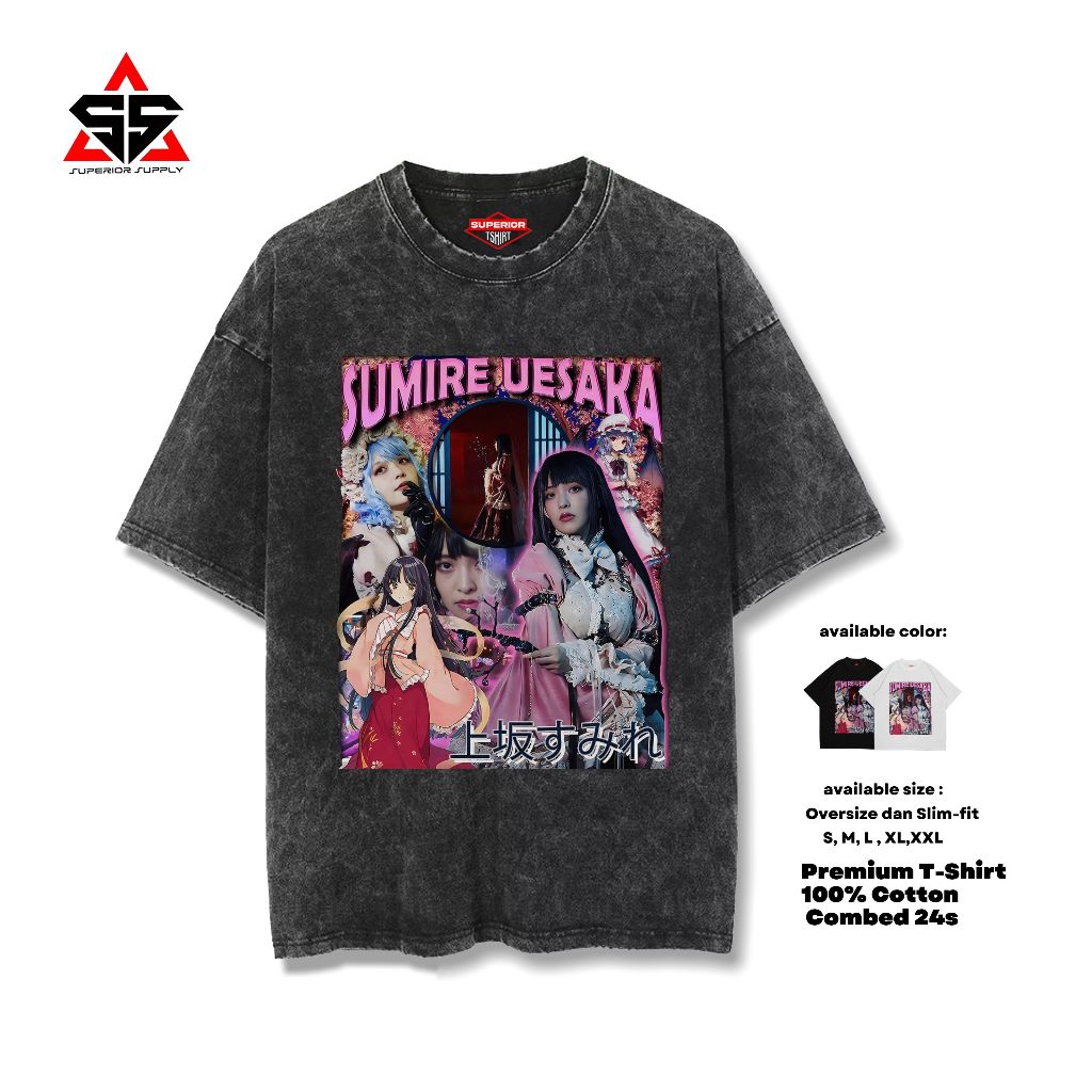 SUPERIOR Kaos Sumire Uesaka Oversized washed tshirt Oversize slimfit sandwash SMRE-1