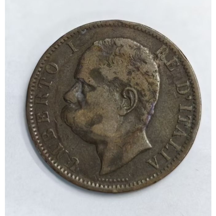 C2 Koin Kuno Italia Umberto I 10 Centesimi tahun 1894