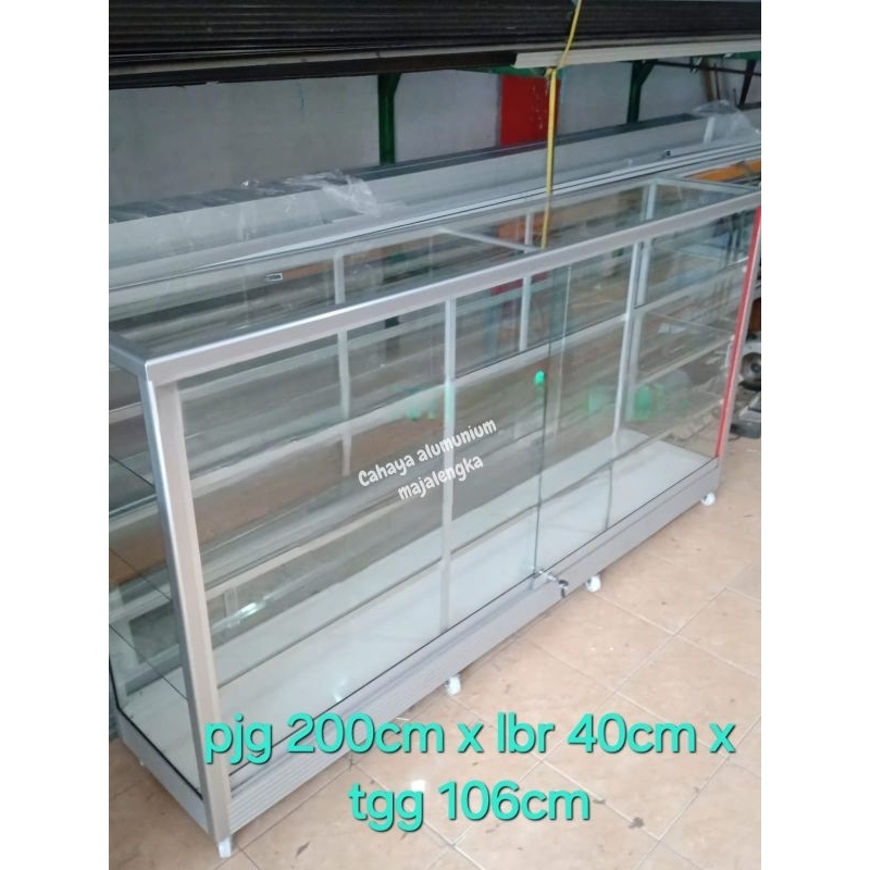 ETALASE ALUMINIUM KACA PANJANG 2 METER