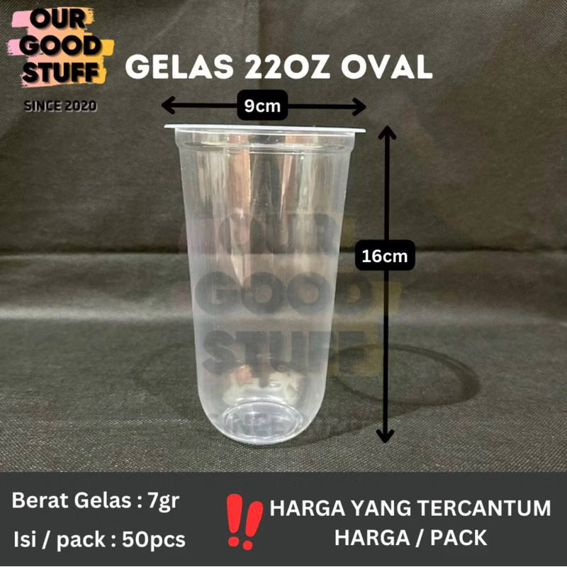 ( 1 DUS )Gelas Plastik Atcco 22OZ Oval / Gelas Atcco Bening Oval 22oz Bahan PP TEBAL