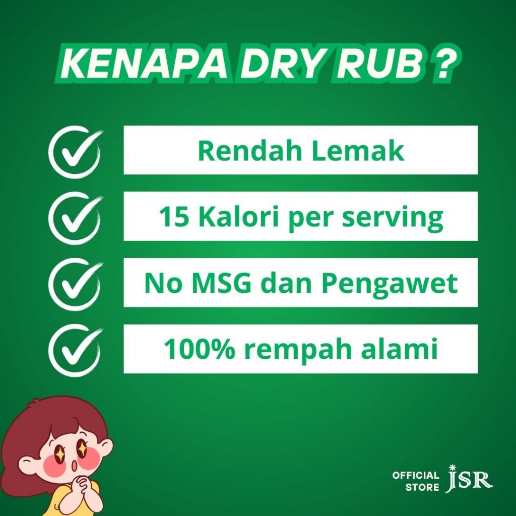

DRY RUB Bumbu Marinasi Rendah Kalori Bumbu Seasoning Bumbu Marinasi Ayam Serbaguna 100 Gram JSR