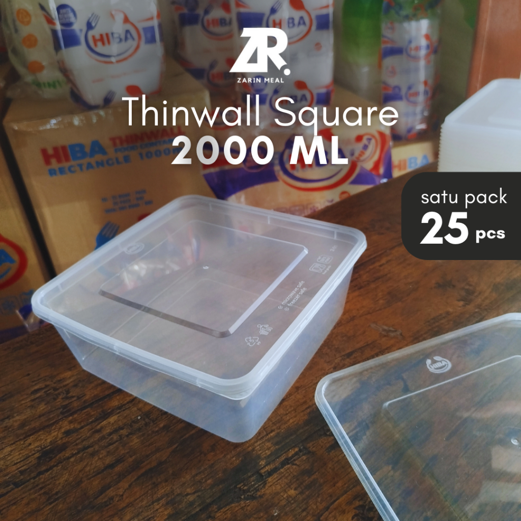 Kotak Makan Bening Thinwall 2000 ml - Plastik Tahan Lama