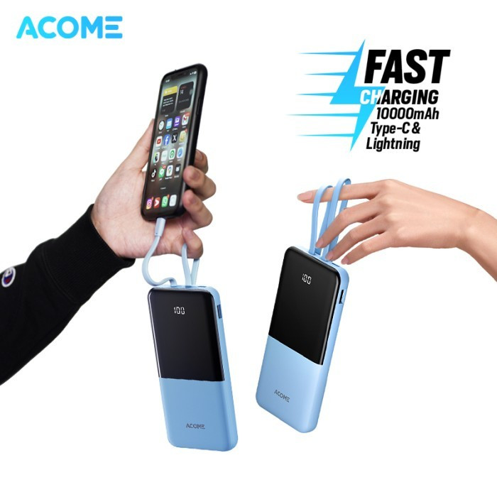 ACOME AP110 PowerBank 10000mAh 2.1A Port Type-C Lightning Output Power Bank Original Garansi Resmi 1